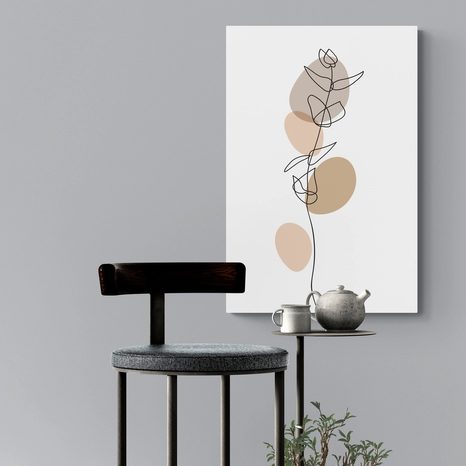 STAMPA SU TELA – FOGLIA MINIMALISTA SU SFONDO BIANCO NO4 - QUADRI FORME ASTRATTE - STAMPE E QUADRI