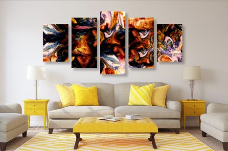 TABLOU 5-PIESE ARTĂ ÎN DESIGN ABSTRACT - TABLOURI ABSTRACTE - TABLOURI