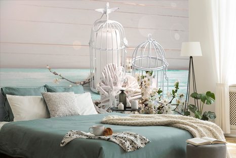 CARTA DA PARATI – RAMI DI CILIEGIO E LANTERNE - CARTA DA PARATI VINTAGE A RETRO - CARTA DA PARATI