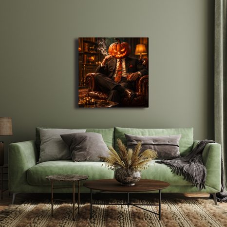 QUADRO SU TELA – ELEGANTE DI HALLOWEEN CON SIGARO - QUADRI HALLOWEEN E HORROR - STAMPE E QUADRI