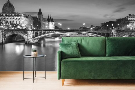 FOTOTAPETA OSLŇUJÍCÍ ČERNOBÍLÁ PANORAMA PAŘÍŽE - ČERNOBÍLÉ TAPETY - TAPETY