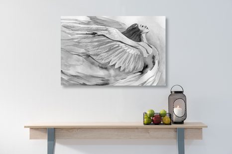 OBRAZ SLOBODNÝ ANJEL V ČIERNOBIELOM PREVEDENÍ - ČIERNOBIELE OBRAZY - OBRAZY