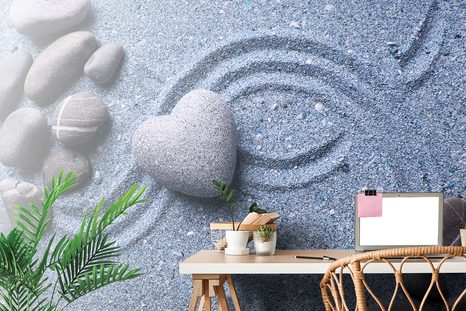 CARTA DA PARATI – CUORE DI PIETRA SULLA SABBIA - CARTA DA PARATI FENG SHUI - CARTA DA PARATI