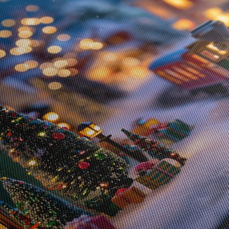 WANDBILD WEIHNACHTSDORF MIT ZUG - WEIHNACHTS- UND WINTERBILDER - BILDER