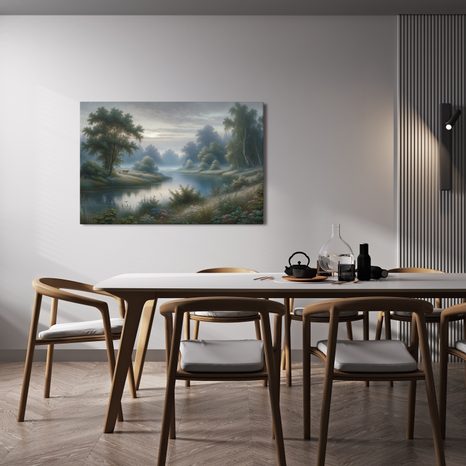 OBRAZ ŘEKA V OPARU - OBRAZY PŘÍRODY A KRAJINY - OBRAZY