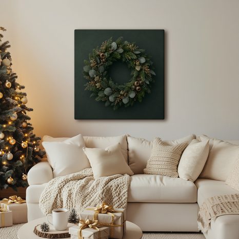 CANVASTAVLA GRÖN NATURLIG ADVENTSKRANS - JUL- OCH VINTERTAVLOR - TAVLOR