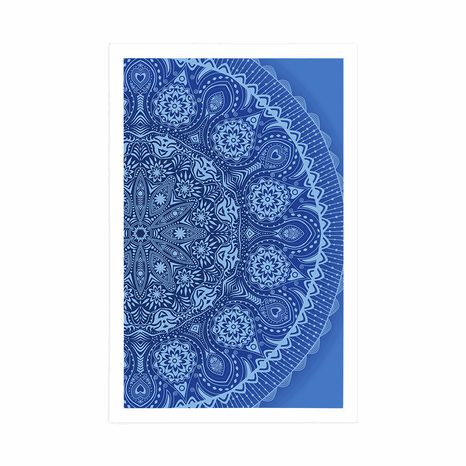 PLAKÁT OKRASNÁ MANDALA S KRAJKOU V MODRÉ BARVĚ - FENG SHUI - PLAKÁTY