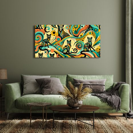 WANDBILD BUNTE KATZEN - BILDER VON KATZEN - BILDER