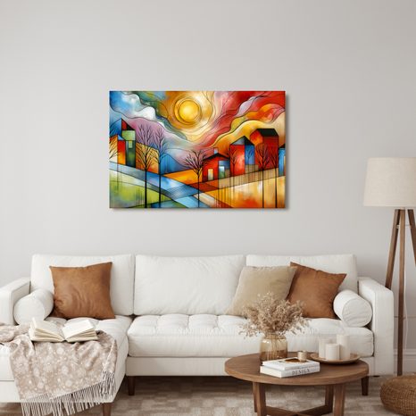 WANDBILD BUNTES DORF - BILDER VON STÄDTEN - BILDER