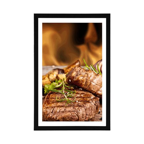 PLAKAT Z PASSE-PARTOUT GRILLOWANY STEK WOŁOWY - Z MOTYWEM KUCHENNYM - PLAKATY