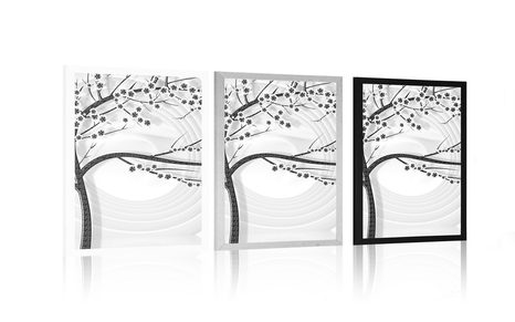 PLAKAT MODERNO CRNO-BIJELO STABLO NA APSTRAKTNOJ POZADINI - CRNO-BIJELE - PLAKATI