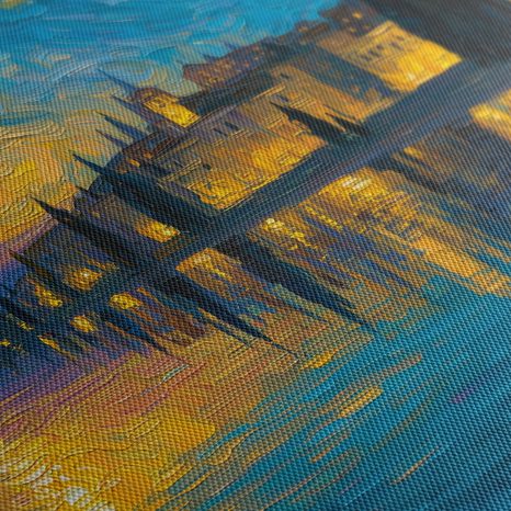 WANDBILD RUHIGE NACHT AM WASSER - BILDER VON STÄDTEN - BILDER