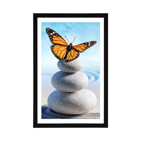 POSTER – EQUILIBRIO DI PIETRE E FARFALLA - FENG SHUI - POSTER