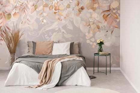 CARTA DA PARATI – FOGLIE DELICATE IN ABITO SCURO - CARTA DA PARATI LETTERE - CARTA DA PARATI