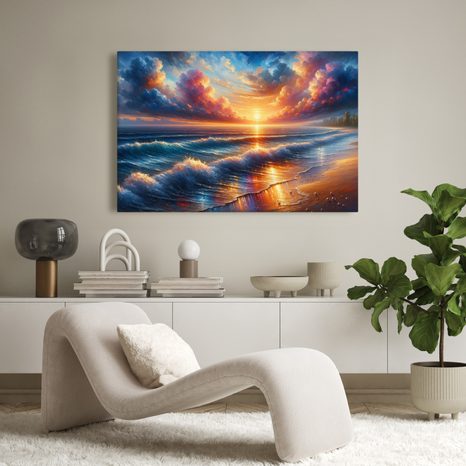 WANDBILD SONNENUNTERGANG ÜBER DEM MEER - BILDER - 🔥 TOTALAUSVERKAUF