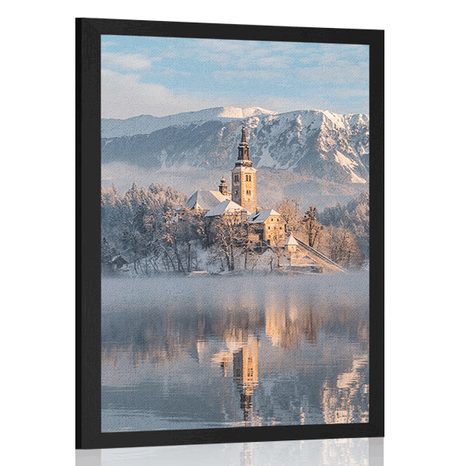 POSTER BISERICĂ LÂNGĂ LACUL BLED ÎN SLOVENIA - NATURĂ - POSTERE