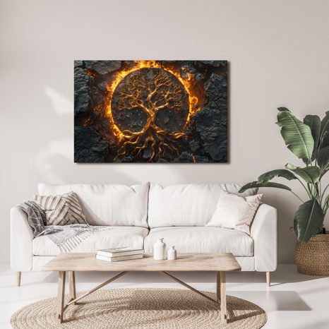 WANDBILD LEBENSBAUM IM FEUER - BILDER BÄUME DES LEBENS - BILDER