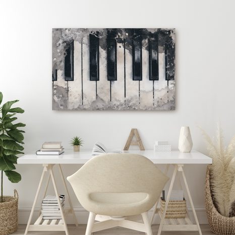 WANDBILD KLAVIERKLÄNGE IM NEBEL - MUSIKBILDER - BILDER