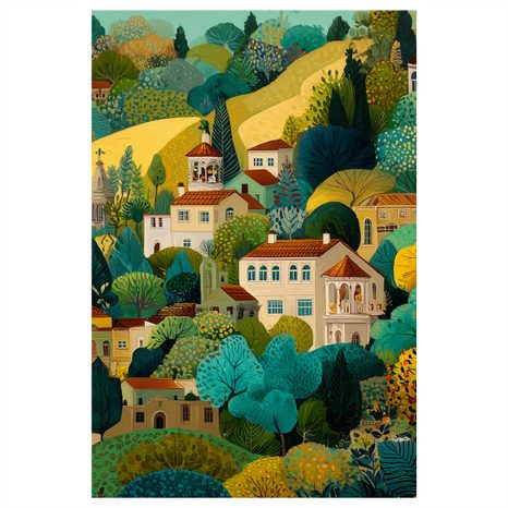 OBRAZ KOUZLO BAREVNÉ KRAJINY - BAREVNÉ DOMY - OBRAZY