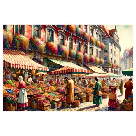 OBRAZ MĚSTSKÝ TRH S OVOCEM - OBRAZY MĚSTA - OBRAZY