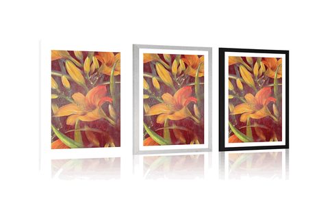 POSTER WITH MOUNT ORANGE LILY BLOSSOM - FLOWERS - POSTERS
