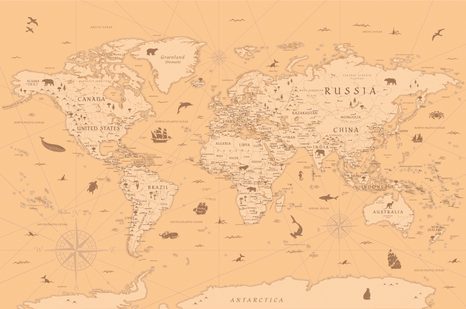 SAMOLEPÍCÍ TAPETA MAPA V BÉŽOVÉM PROVEDENÍ - SAMOLEPÍCÍ TAPETY - TAPETY