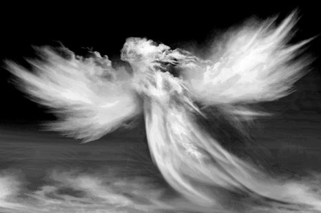 OBRAZ PODOBA ANJELA V OBLAKOCH V ČIERNOBIELOM PREVEDENÍ - OBRAZY - 🔥 TOTÁLNY VÝPREDAJ 🔥