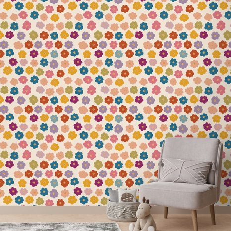 FOTOTAPETA BAREVNÉ KVĚTINOVÉ POLE - VZOROVANÉ TAPETY - TAPETY