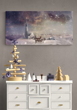 OBRAZ JELEN SE SRNKY V ZASNĚŽENÉ VESNIČCE - OBRAZY PŘÍRODY A KRAJINY - OBRAZY