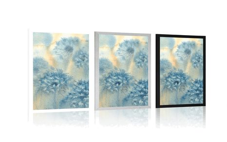 PLAKÁT MODRÁ PAMPELIŠKA V AKVARELOVÉM PROVEDENÍ - KVĚTINY - PLAKÁTY