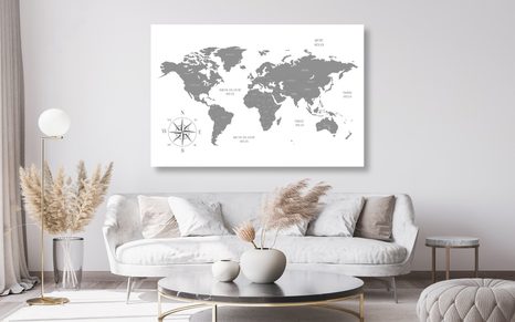 QUADRO IN SUGHERO – MAPPA DISCRETA IN VERSIONE GRIGIA - QUADRI SU SUGHERO - STAMPE E QUADRI