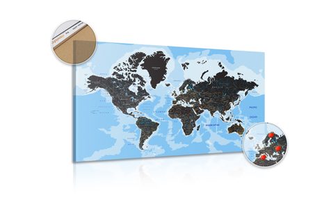 OBRAZ NA KORKU MODERNÍ MAPA SVĚTA - OBRAZY NA KORKU - OBRAZY
