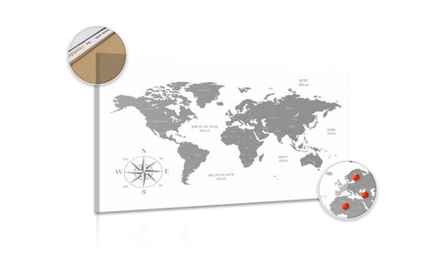 QUADRO IN SUGHERO – MAPPA DISCRETA IN VERSIONE GRIGIA - QUADRI SU SUGHERO - STAMPE E QUADRI