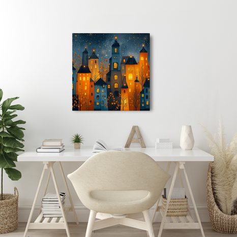 WANDBILD FESTLICHES STADTMÄRCHEN - BUNTE HÄUSER - BILDER