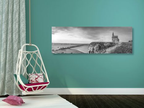 CANVAS PRINT OLD CHURCH IN NITRA IN BLACK AND WHITE - PICTURES - 🔥 TOTAL SALE 🔥