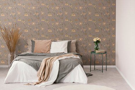 SELBSTKLEBENDE TAPETE WIESENBLUMEN IN BRAUN - SELBSTKLEBENDE TAPETEN - TAPETEN