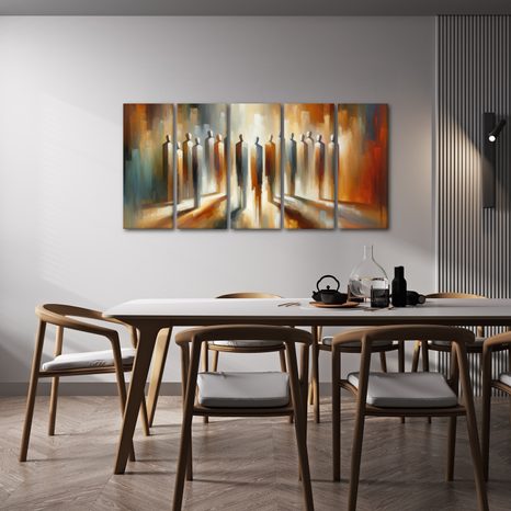 5-TEILIGES WANDBILD FIGUREN IM SCHEIN - BILDER VON MENSCHEN - BILDER