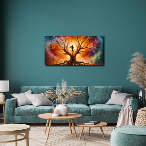 OBRAZ PODZIMNÍ STROM ŽIVOTA S POSTAVOU - OBRAZY STROMY ŽIVOTA - OBRAZY