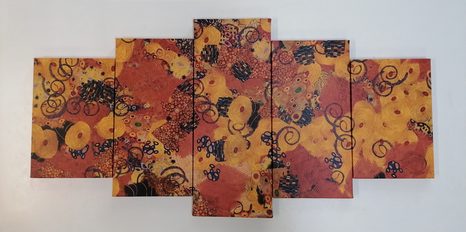 5-DÍLNÝ OBRAZ ABSTRAKCE INSPIROVANÁ G. KLIMTEM - ABSTRAKTNÍ OBRAZY - OBRAZY