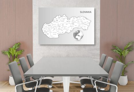 QUADRO IN SUGHERO – MAPPA DELLA REPUBBLICA SLOVACCA BIANCO E NERO - QUADRI SU SUGHERO - STAMPE E QUADRI