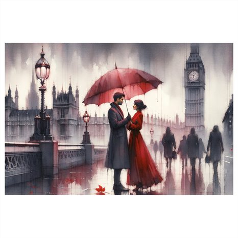 WANDBILD LIEBESPAAR IN LONDON - BILDER MIT LIEBESMOTIVEN - BILDER