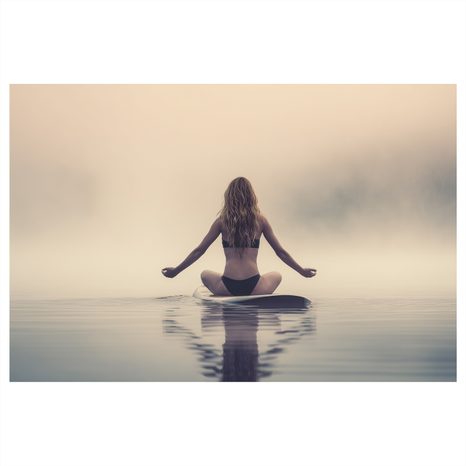 QUADRO SU TELA – MEDITAZIONE NELLA NEBBIA - QUADRI DI DONNE - STAMPE E QUADRI