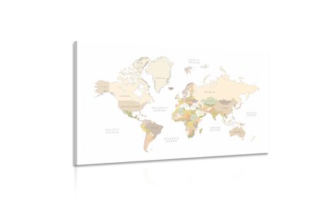 STAMPA SU TELA – MAPPA DEL MONDO CON ELEMENTI VINTAGE - QUADRI MAPPE - STAMPE E QUADRI