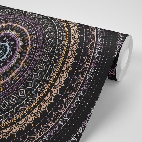 SELBSTKLEBENDE TAPETE MANDALA MIT SONNENMUSTER IN LILA TÖNEN - SELBSTKLEBENDE TAPETEN - TAPETEN