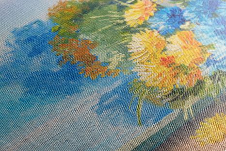 КАРТИНА НА ПЛАТНО – ПРОЛЕТЕН БУКЕТ ДО ПРОЗОРЕЦА - КАРТИНИ С ЦВЕТЯ - КАРТИНИ