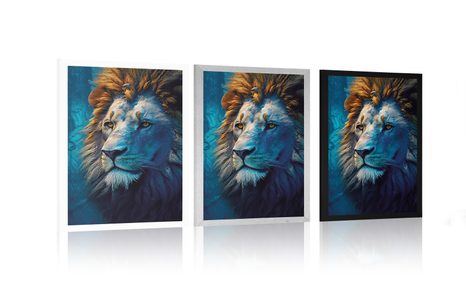 PLAKAT MODRO ZLATI LEV - KRALJI KRALJESTVA ŽIVALI - PLAKATI