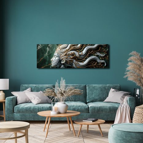 KÉP NŐ ARANY LEVELEKKEL, TERMÉSZET KAPCSOLATTAL - NŐKET ÁBRÁZOLÓ KÉPEK - KÉPEK