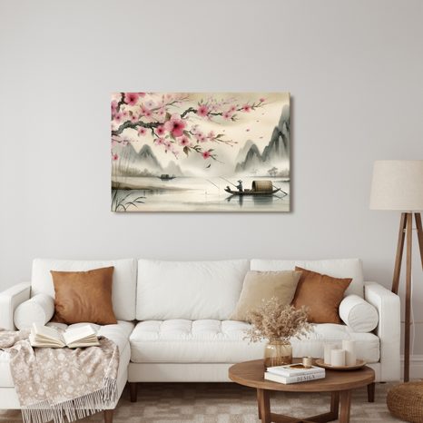 OBRAZ TRADIČNÝ RYBÁR NA RIEKE - OBRAZY JAZERÁ - OBRAZY