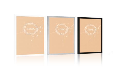 PLAKÁT S NÁPISEM LOVE V MINIMALISTICKÉM PROVEDENÍ - MOTIVY Z NAŠÍ DÍLNY - PLAKÁTY