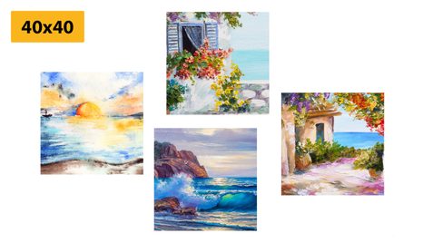 SET DI QUADRI – TOCCO DI MARE IN IMITAZIONE DI PITTURA A OLIO - COLLEZIONI DI QUADRI - STAMPE E QUADRI